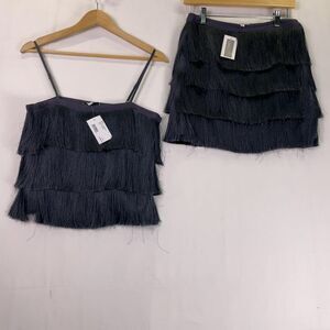 INTERMIX Fringe Skirt and Top Set